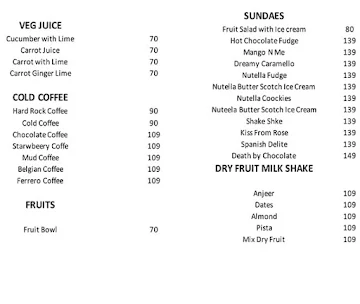 Juice Hub menu 