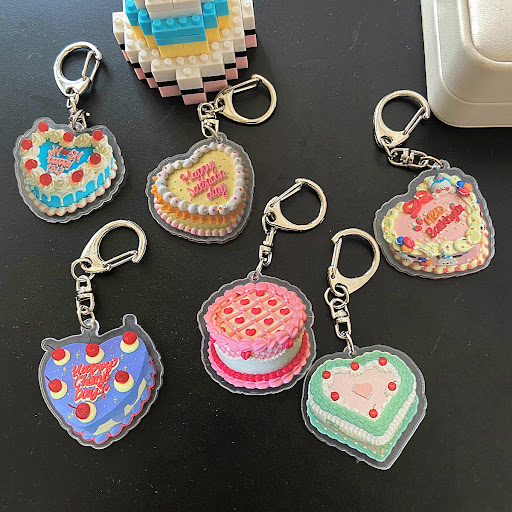 Title 19, Happy Birthday Cake Acrylic Keychain Pendant, V...
