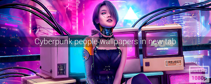 Cyberpunk Girls and Boys Neon New Tab marquee promo image