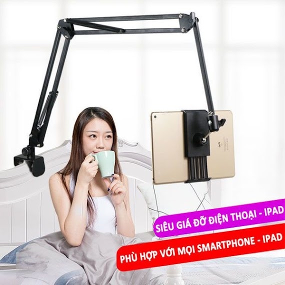 Giá Đỡ Điện Thoại, Ipad Mini Hợp Kim Thép Chắc Chắn Kẹp Đầu Giường, Kẹp Bàn Xoay 360 Độ Hổ Trợ Chụp Hình, Xem Phim