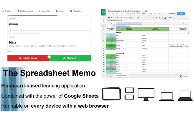 Spreadsheet Memo chrome extension