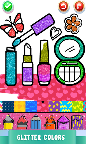 Beauty Drawing Pages Make Up Coloring Book Glitter screenshot 11