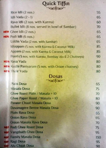 Annapoorani - Truly South Indian menu 