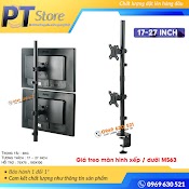 Giá Treo 2 Màn Hình 17 – 27 Inch Kẹp Bàn M063 Trụ Cao 80 Cm - Xếp Màn Trên / Dưới - Xoay Màn 360