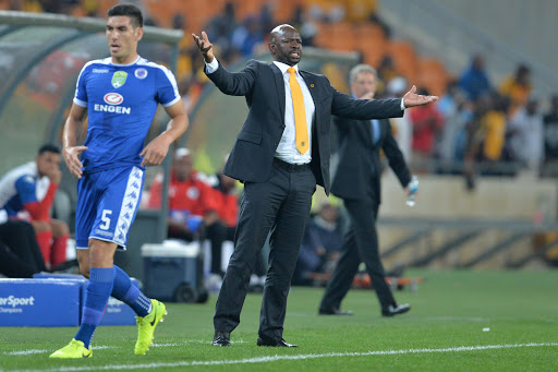 Kaizer Chiefs head coach Steve Komphela reacts on the touchline during the Nedbank Cup Quarter Final against SuperSport United at FNB Stadium on April 22, 2017 in Johannesburg, South Africa.