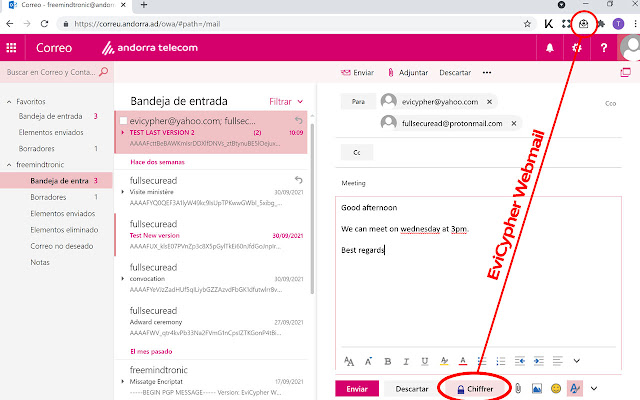 EviCypher Webmail & Cloud chrome extension