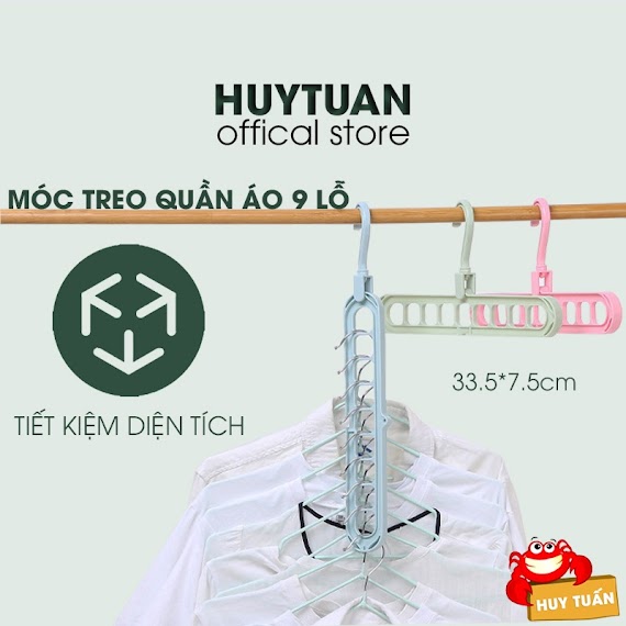 [Mã Skamls0512 Giảm 20000 Đơn 0Đ] Móc Treo Quần Áo Treo Đồ 9 Lỗ Tiết Kiệm Diện Tích (Mt9L)