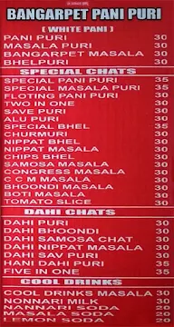 Bangarpet Pani Puri menu 1