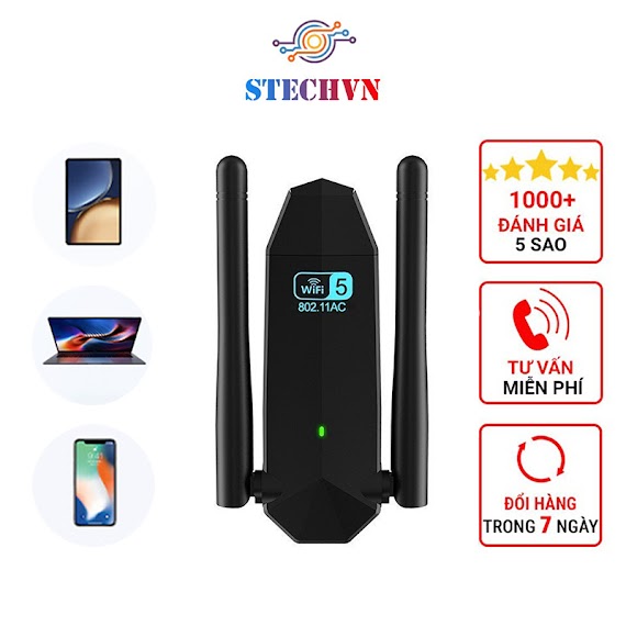 Usb Wifi Cho Pc 2 Râu Không Dây Băng Tần Kép 5Ghz 2.4Ghz 1300Mbps Ac1300M Bộ Thu Sóng Wifi Chuẩn 802.11 Ac B G N