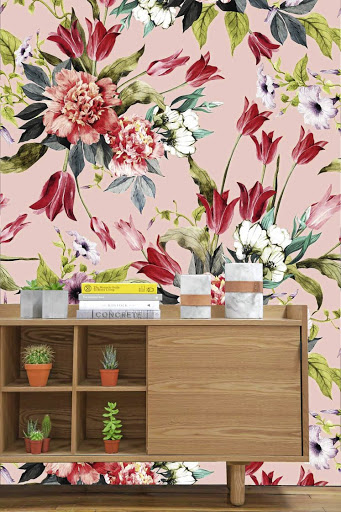 Floral wallpaper from Cara Saven Wall Design.