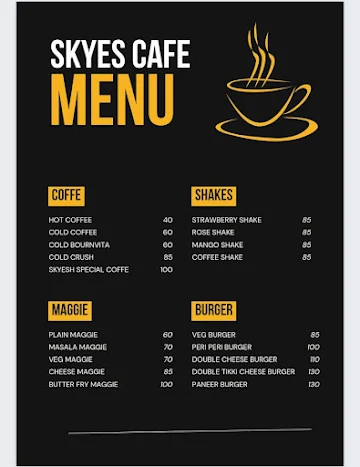 Skyes cafe menu 