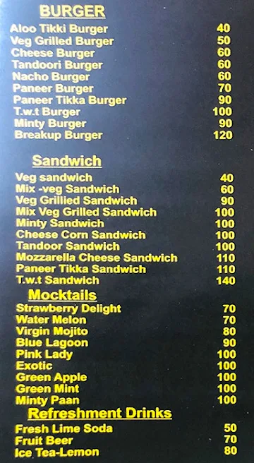 The Waffle Town menu 