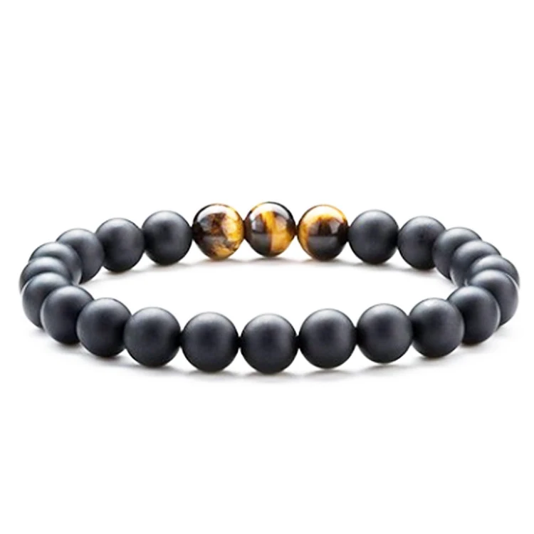 Tiger Eye Paar Bracebanden Mat Black Agate kralen Bracelet