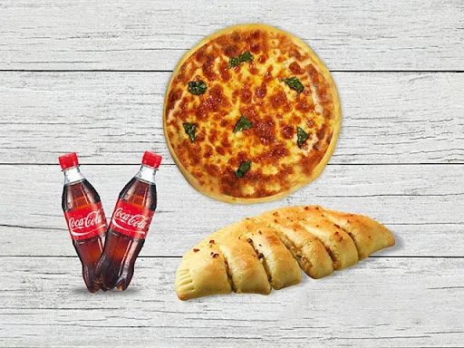 Margherita Pizza  (L) + Cheese Garlic Breadsticks