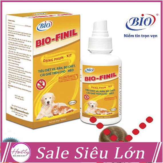 [Sale] Thuốc Xịt Bio - Finil Tiêu Diệt Ve Bọ Chét Rận Ghẻ Trên Da Chó Mèo Siêu Hiệu Quả - 79203