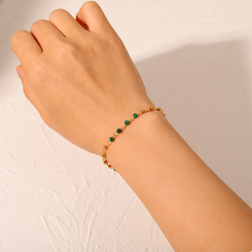 Title 4, Womens Fashion Geometric Malachite Ball Bracel...