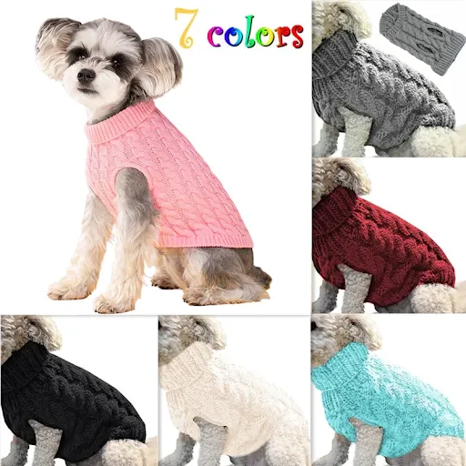 Warm Dog Cat Sweater Clothing Winter Turtleneck Knitted Pet Cat Puppy Clothes Costume For Small Dogs Cats Chihuahua Outf