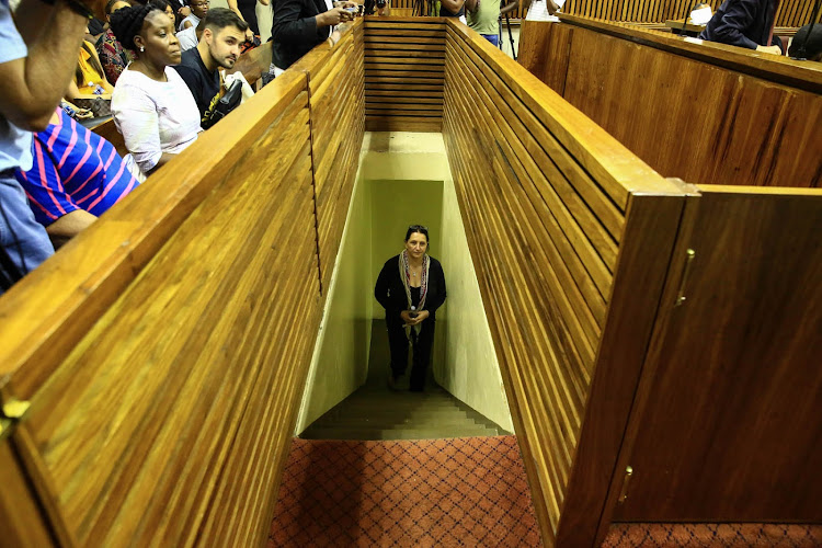 Convicted racist Vicki Momberg just after she was sentenced to 3 years at the Randburg Magistrate court.