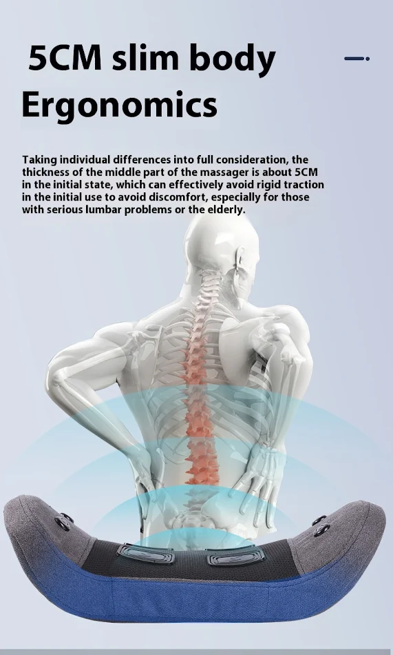 Masajeador de cintura con imanes pulsados, inflable, lumbar, con calor, vibración y alivio para discos intervertebrales.