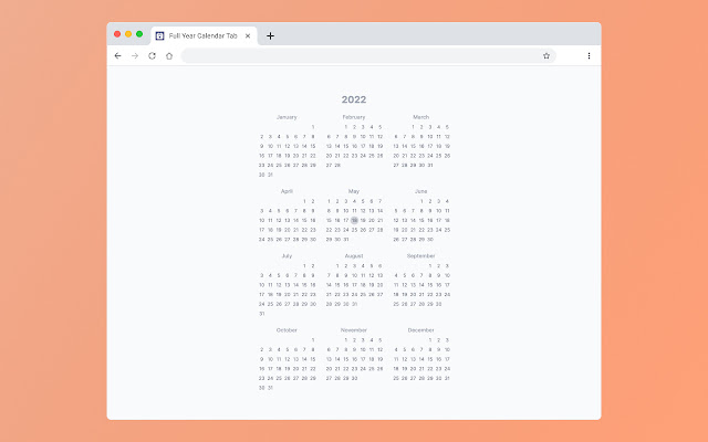 Full Year Calendar Tab chrome extension