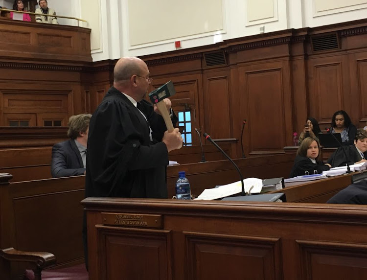 Henri van Breda's counsel, Piet Botha, in action in the high court in Cape Town.