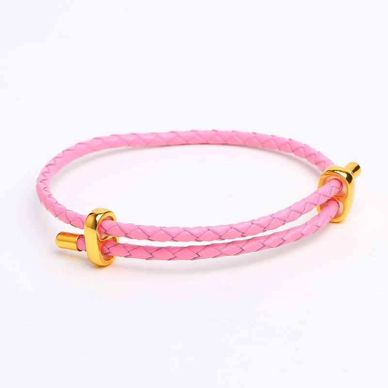 Verstelbare leren armband met touw voor kralen met groot gat, polsriem koord, stijlvol en comfortabel.