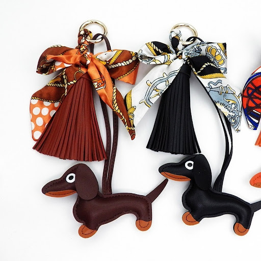 Title 8, Lederen Teckel Hanger met Kwast, Tas Ornament, ...