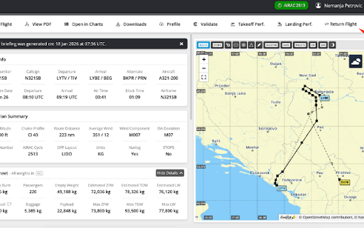 SimBrief Return Flight screenshot 1
