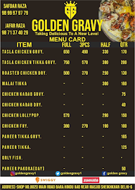 Golden Gravy menu 1