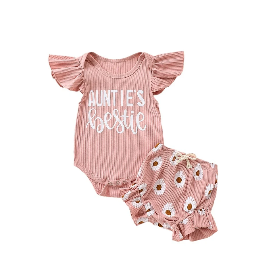 Schattig pakje romper met nep-trekkoord shorts tweedelige set voor een leuke en comfortabele look.