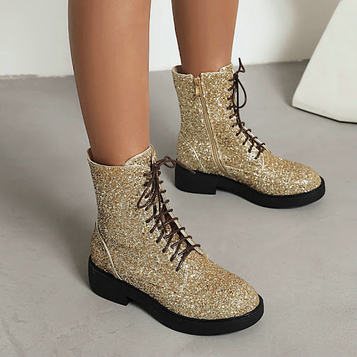 Title 2, Autumn Winter New Martin Boots for Women, Sequi...
