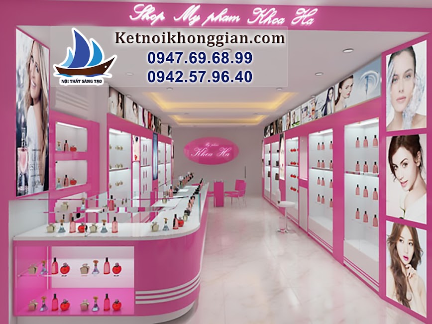 thiết kế shop mỹ phẩm, thiết kế cửa hàng mỹ phẩm