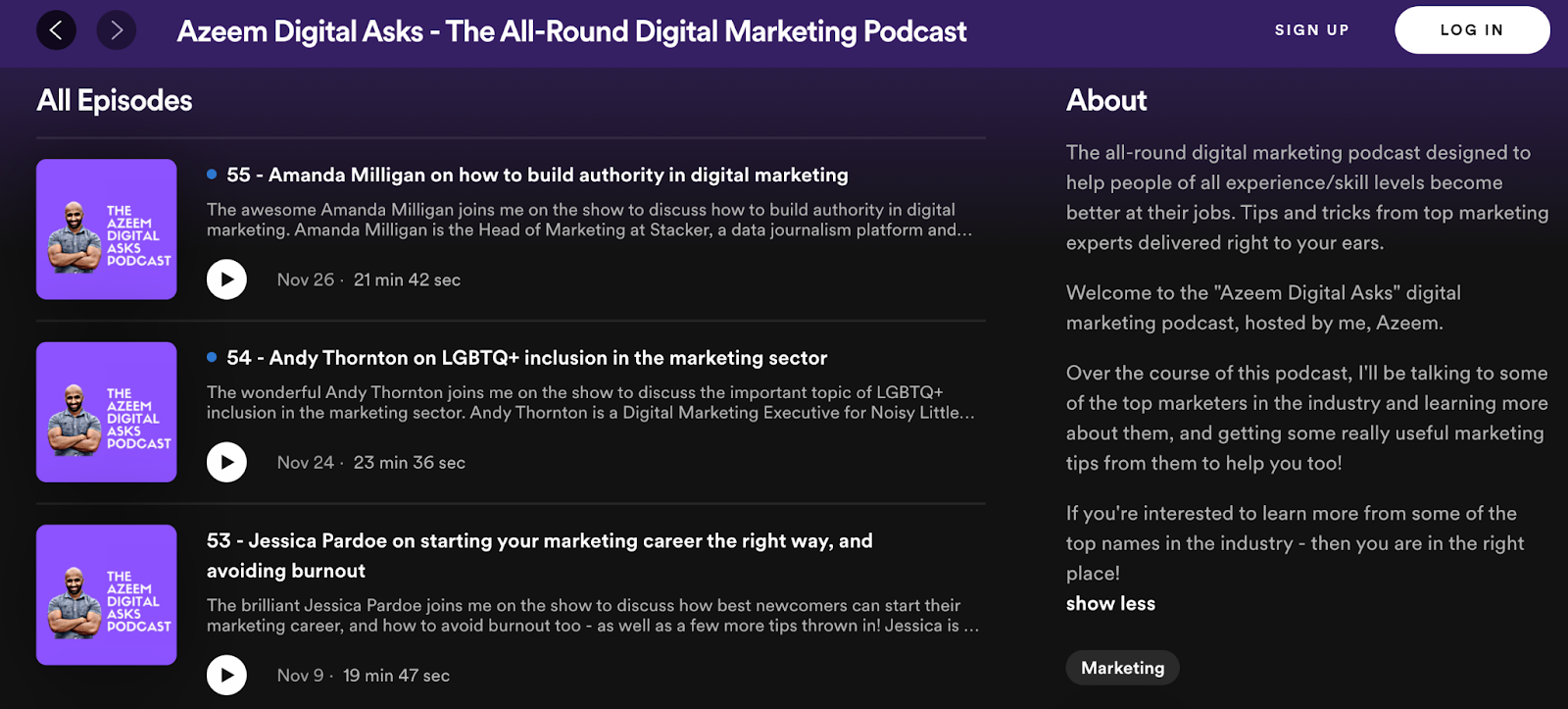 best marketing podcast: azeem digital asks