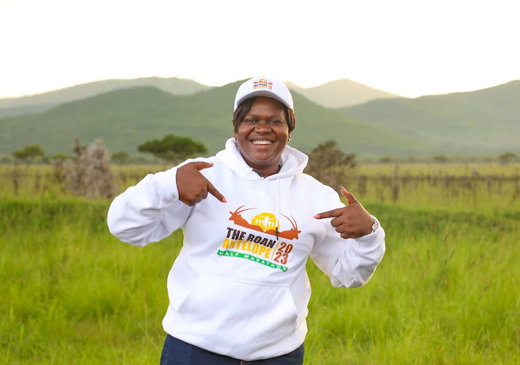 Homa Bay Governor Gladys Wanga when she toured Ruma National Park ahead of the Roan Half Marathon.