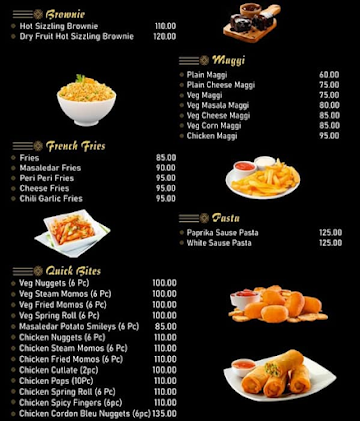 Infinity Cafe menu 