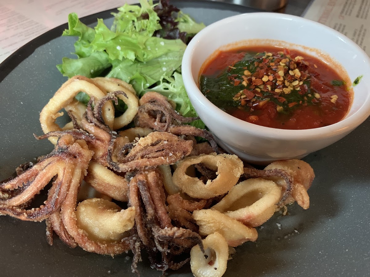 Delicious gluten free fried calamari.