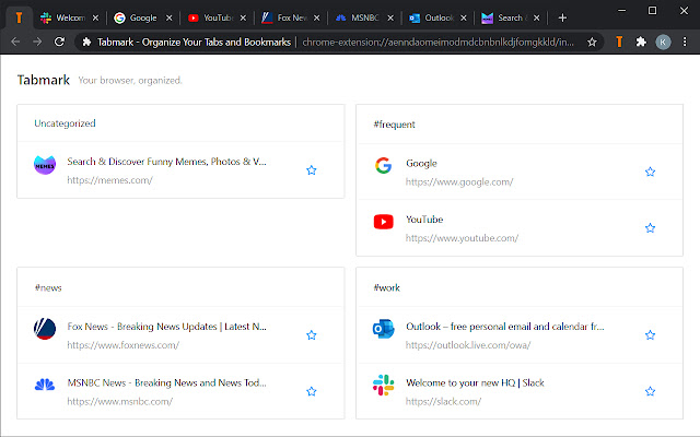 Tabmark - Organize Your Tabs and Bookmarks chrome extension