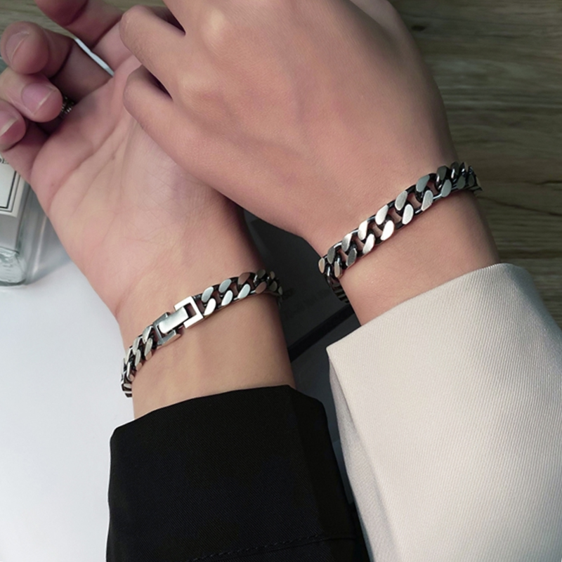 Titanyum Çelik Küba Zincir Bileklik Kalın Erkek Stereo Çift Tarzı Modern Şık ve Dayanıklı Unisex Günlük Kullanım Bilekliği