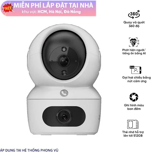 Thiết bị quan sát/Camera kép quay/quét trong nhà EZVIZ CS-H7C 2K+ (AI, 4MPx2, Color, LAN, WIFI kép, nút gọi khẩn cấp)