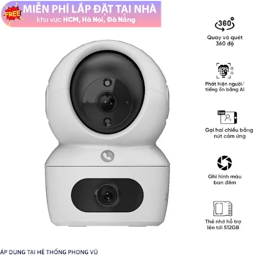 Thiết bị quan sát/Camera kép quay/quét trong nhà EZVIZ CS-H7C 2K+ (AI, 4MPx2, Color, LAN, WIFI kép, nút gọi khẩn cấp)