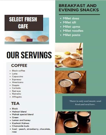 Select Fresh Roof Top Cafe menu 