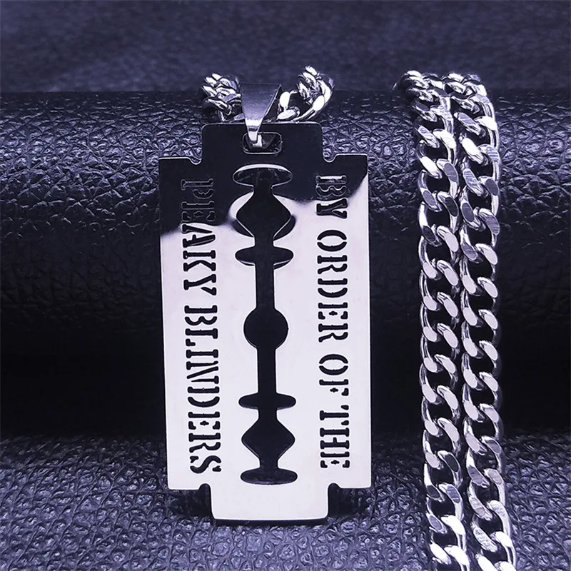 Collier et bracelet en acier inoxydable Hip Hop Blade Peaky Blinders Or – Le bijou parfait pour un look tendance et masculin.