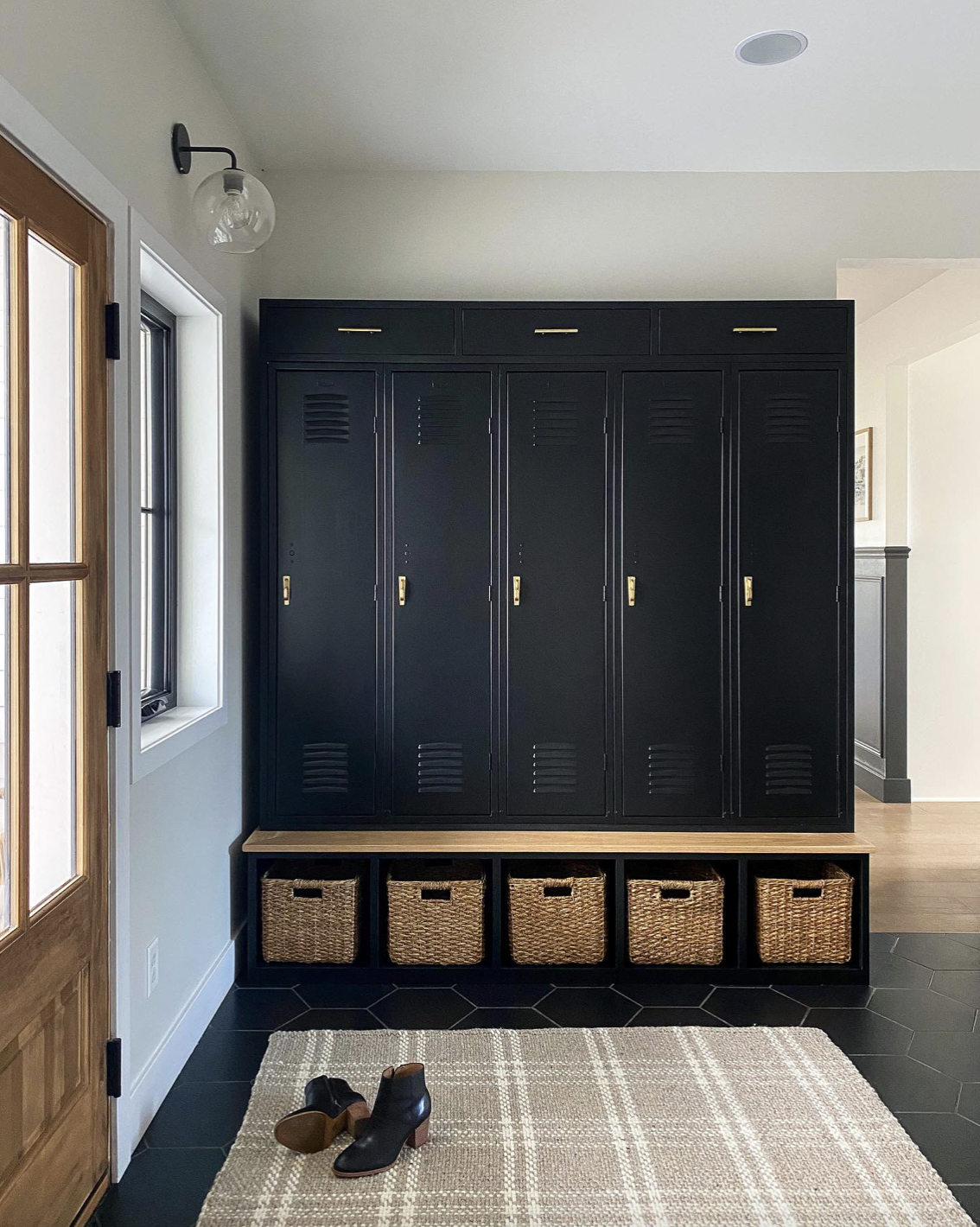  DIY Mudroom Lockers With Bench