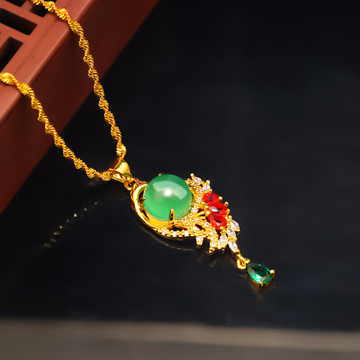 Title 3, Fashion Alluvial Gold Peacock Green Chalcedony ...