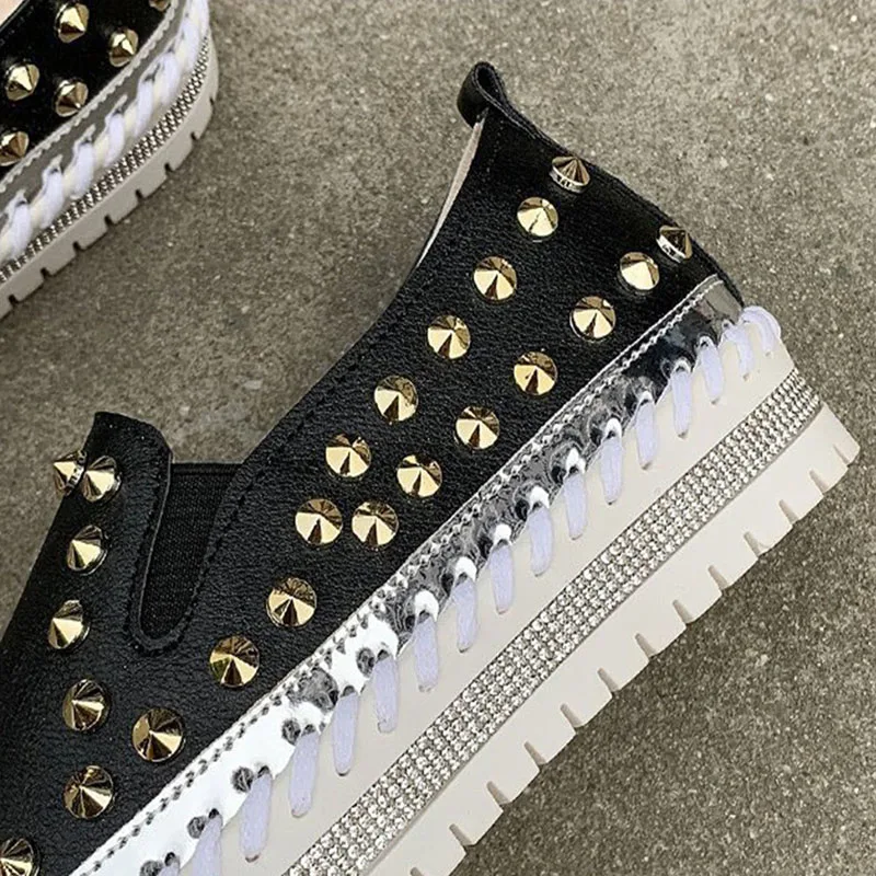Title 3, Sneakers Plats à Rivets pour Femme Chaussures P...