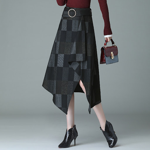 Title 6, Medium length irregular high waist skirt, slim ...