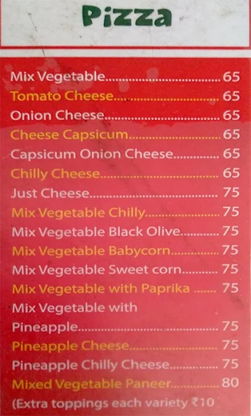 Chetty's Corner menu 