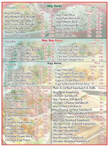 Kings Natraj Bakers & Food Court menu 