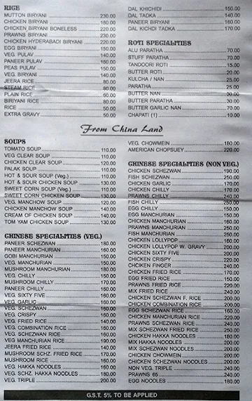 Konkan Sanman menu 