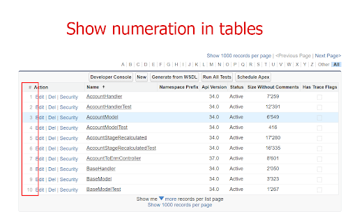 Show numeration tables AccountStageRecalculated AccountStageRecalculatedTest 